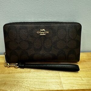 Coach Long Zip Around Wallet in Signature Coated Canvas